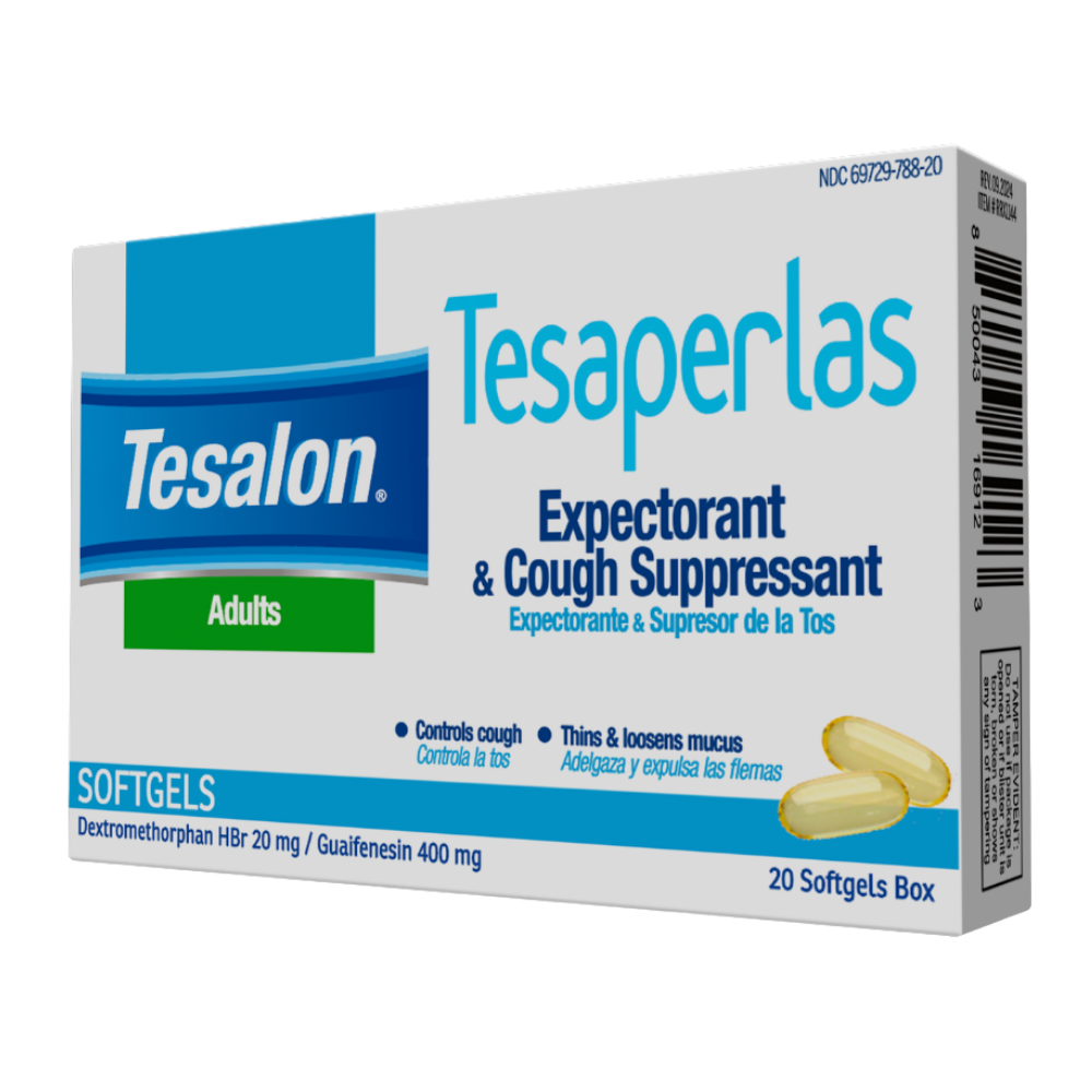 Tesaperlas Adults expectorant and cough suppressant softgels